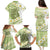 Green Hawaii Shark Tattoo Family Matching Puletasi and Hawaiian Shirt Frangipani With Polynesian Pastel Version