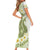 Green Hawaii Shark Tattoo Family Matching Short Sleeve Bodycon Dress and Hawaiian Shirt Frangipani With Polynesian Pastel Version