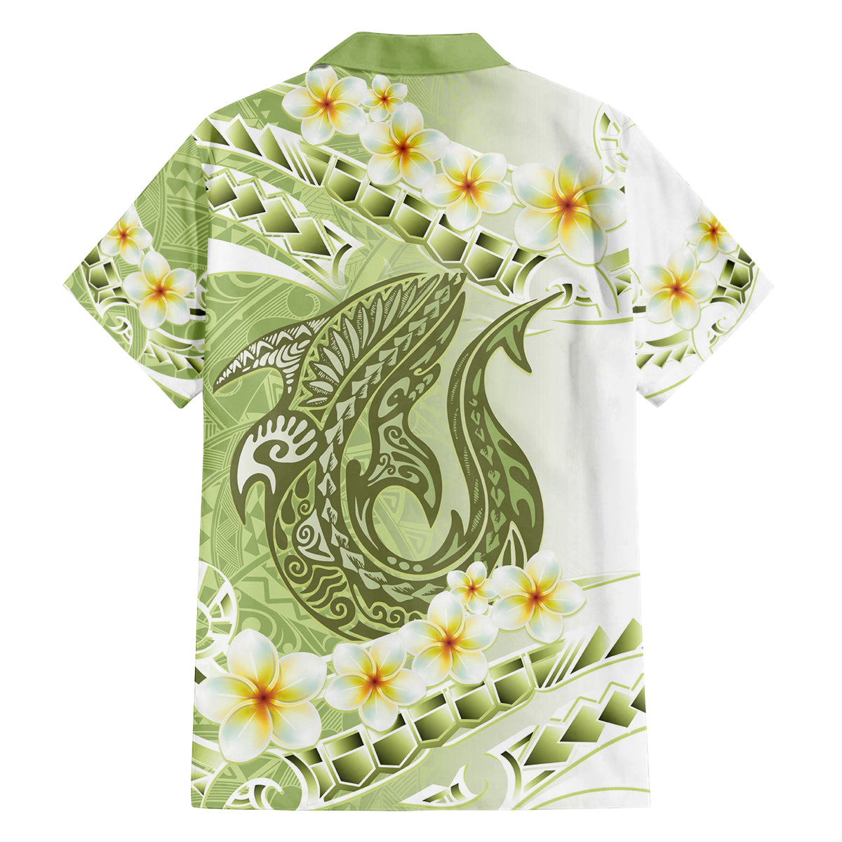 Green Hawaii Shark Tattoo Family Matching Tank Maxi Dress and Hawaiian Shirt Frangipani With Polynesian Pastel Version LT14 - Polynesian Pride