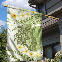 Green Hawaii Shark Tattoo Garden Flag Frangipani With Polynesian Pastel Version LT14 - Polynesian Pride