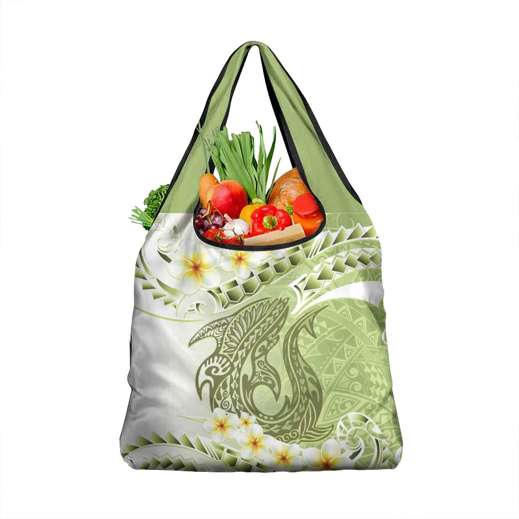 Green Hawaii Shark Tattoo Grocery Bag Frangipani With Polynesian Pastel Version LT14 1-pack One Size Green - Polynesian Pride