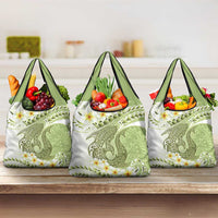 Green Hawaii Shark Tattoo Grocery Bag Frangipani With Polynesian Pastel Version LT14 3-pack One Size Green - Polynesian Pride