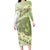 Green Hawaii Shark Tattoo Long Sleeve Bodycon Dress Frangipani With Polynesian Pastel Version