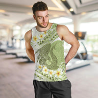 Green Hawaii Shark Tattoo Men Tank Top Frangipani With Polynesian Pastel Version LT14 Green - Polynesian Pride