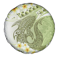 Green Hawaii Shark Tattoo Spare Tire Cover Frangipani With Polynesian Pastel Version LT14 - Polynesian Pride
