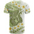 Green Hawaii Shark Tattoo T Shirt Frangipani With Polynesian Pastel Version