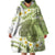 Green Hawaii Shark Tattoo Wearable Blanket Hoodie Frangipani With Polynesian Pastel Version