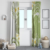 Green Hawaii Shark Tattoo Window Curtain Frangipani With Polynesian Pastel Version