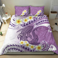 Purple Hawaii Shark Tattoo Bedding Set Frangipani With Polynesian Pastel Version LT14 - Polynesian Pride