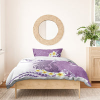 Purple Hawaii Shark Tattoo Bedding Set Frangipani With Polynesian Pastel Version LT14 - Polynesian Pride