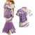 Purple Hawaii Shark Tattoo Couples Matching Mermaid Dress and Hawaiian Shirt Frangipani With Polynesian Pastel Version