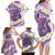 Purple Hawaii Shark Tattoo Family Matching Long Sleeve Bodycon Dress and Hawaiian Shirt Frangipani With Polynesian Pastel Version