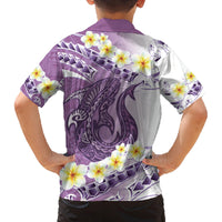 Purple Hawaii Shark Tattoo Family Matching Off Shoulder Maxi Dress and Hawaiian Shirt Frangipani With Polynesian Pastel Version LT14 - Polynesian Pride