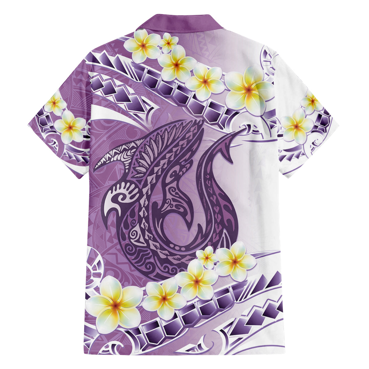 Purple Hawaii Shark Tattoo Family Matching Off Shoulder Short Dress and Hawaiian Shirt Frangipani With Polynesian Pastel Version