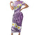 Purple Hawaii Shark Tattoo Family Matching Short Sleeve Bodycon Dress and Hawaiian Shirt Frangipani With Polynesian Pastel Version