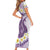 Purple Hawaii Shark Tattoo Family Matching Short Sleeve Bodycon Dress and Hawaiian Shirt Frangipani With Polynesian Pastel Version