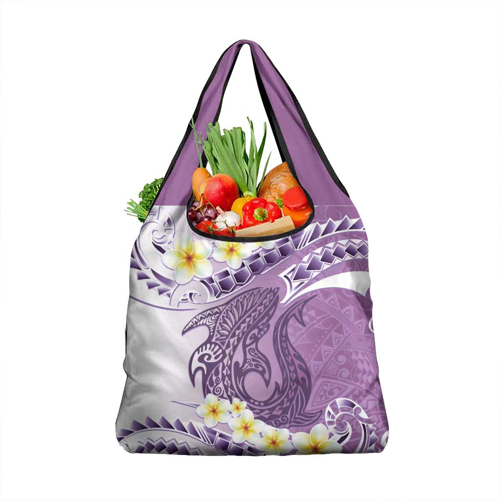 Purple Hawaii Shark Tattoo Grocery Bag Frangipani With Polynesian Pastel Version LT14 1-pack One Size Purple - Polynesian Pride