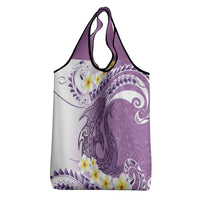Purple Hawaii Shark Tattoo Grocery Bag Frangipani With Polynesian Pastel Version LT14 - Polynesian Pride