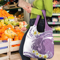 Purple Hawaii Shark Tattoo Grocery Bag Frangipani With Polynesian Pastel Version LT14 - Polynesian Pride