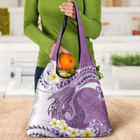 Purple Hawaii Shark Tattoo Grocery Bag Frangipani With Polynesian Pastel Version LT14 - Polynesian Pride