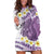 Purple Hawaii Shark Tattoo Hoodie Dress Frangipani With Polynesian Pastel Version