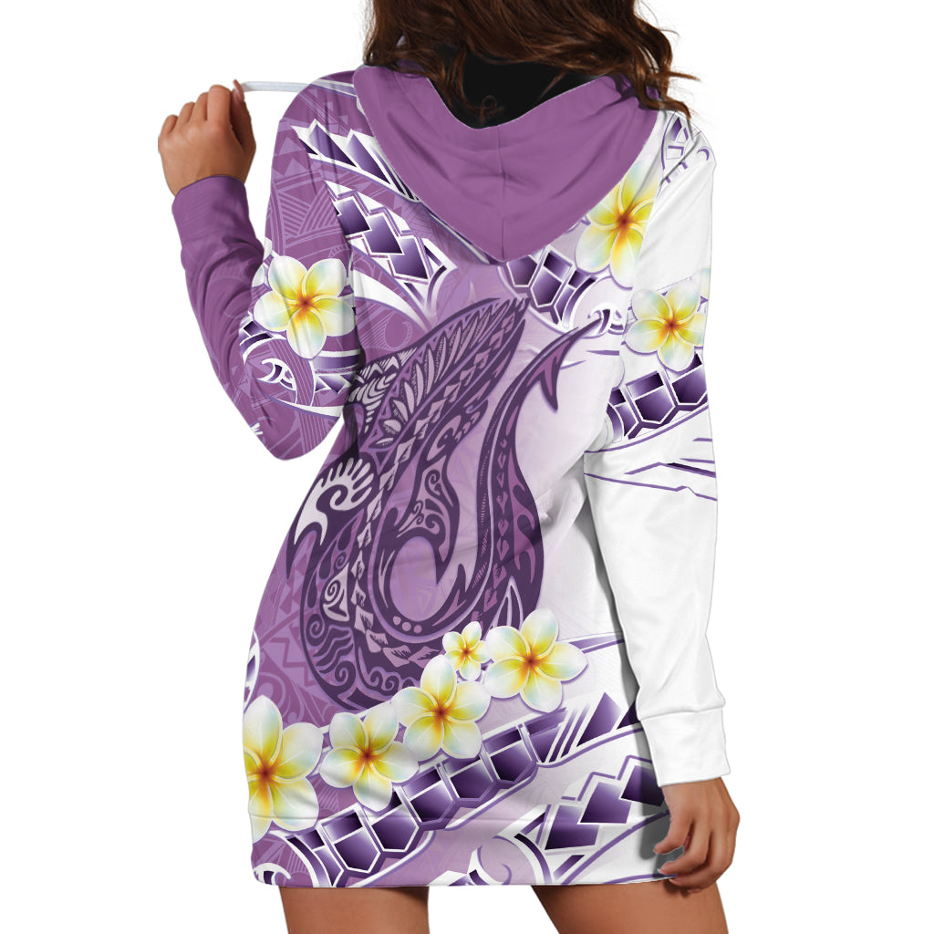 Purple Hawaii Shark Tattoo Hoodie Dress Frangipani With Polynesian Pastel Version LT14 - Polynesian Pride