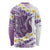 Purple Hawaii Shark Tattoo Long Sleeve Shirt Frangipani With Polynesian Pastel Version