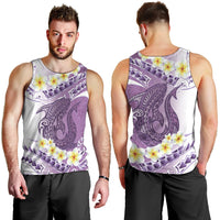 Purple Hawaii Shark Tattoo Men Tank Top Frangipani With Polynesian Pastel Version LT14 - Polynesian Pride