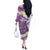 Purple Hawaii Shark Tattoo Off The Shoulder Long Sleeve Dress Frangipani With Polynesian Pastel Version