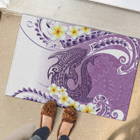 Purple Hawaii Shark Tattoo Rubber Doormat Frangipani With Polynesian Pastel Version