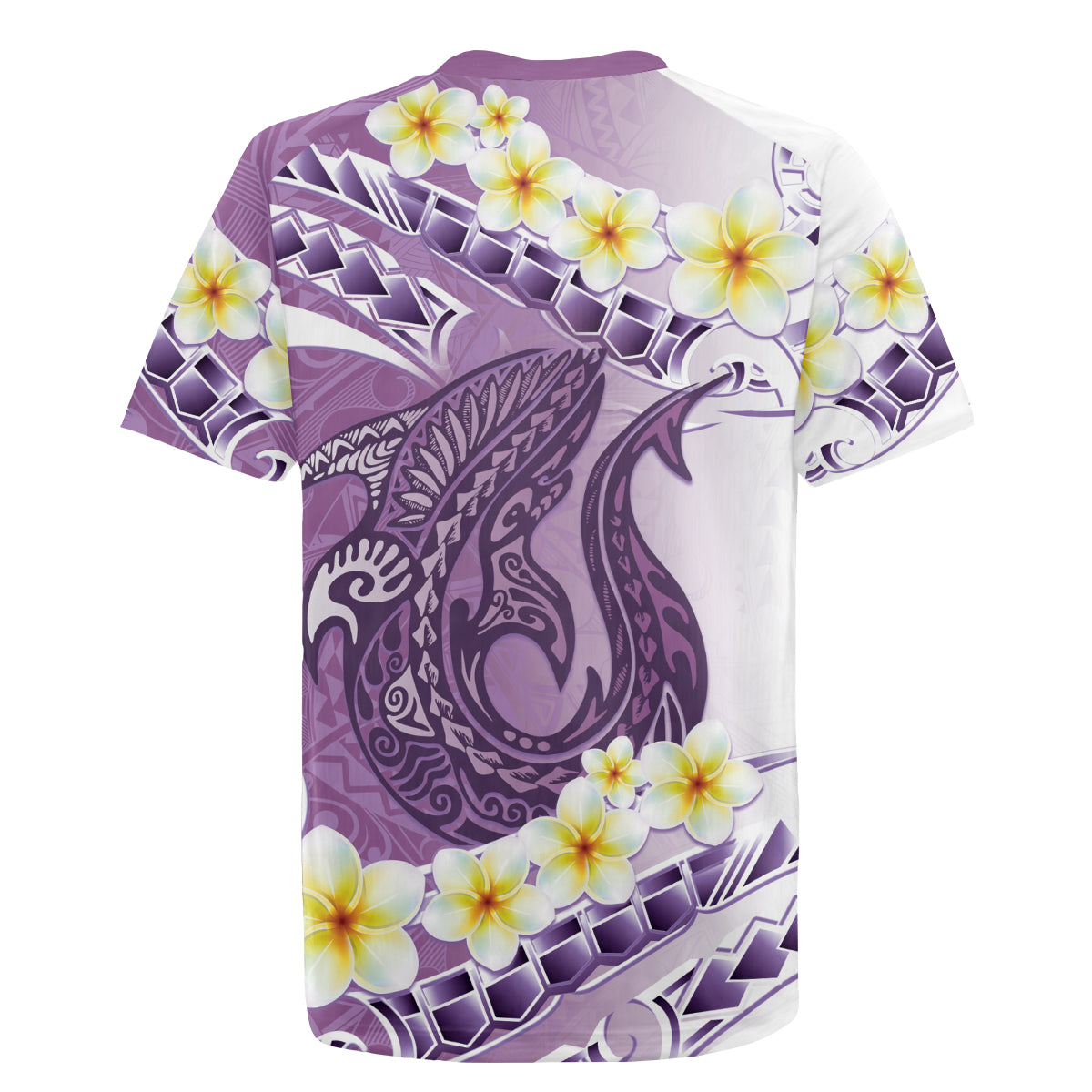 Purple Hawaii Shark Tattoo Rugby Jersey Frangipani With Polynesian Pastel Version