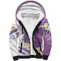 Purple Hawaii Shark Tattoo Sherpa Hoodie Frangipani With Polynesian Pastel Version LT14 Unisex Purple - Polynesian Pride