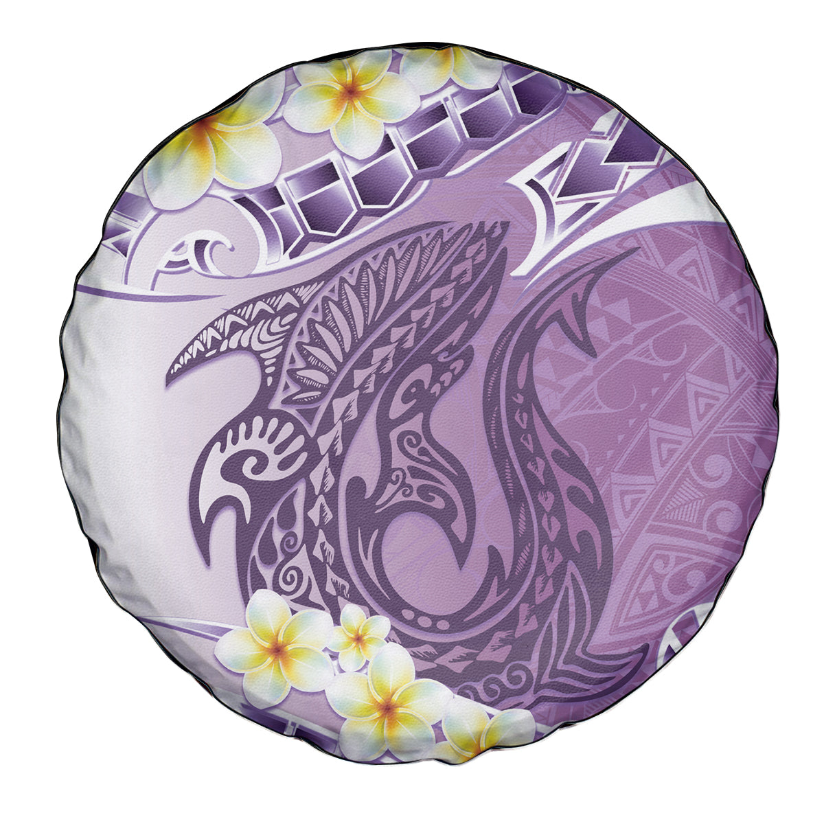 Purple Hawaii Shark Tattoo Spare Tire Cover Frangipani With Polynesian Pastel Version LT14 - Polynesian Pride