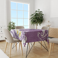 Purple Hawaii Shark Tattoo Tablecloth Frangipani With Polynesian Pastel Version LT14 - Polynesian Pride