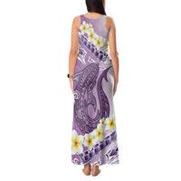 Purple Hawaii Shark Tattoo Tank Maxi Dress Frangipani With Polynesian Pastel Version LT14 - Polynesian Pride