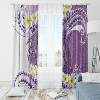 Purple Hawaii Shark Tattoo Window Curtain Frangipani With Polynesian Pastel Version LT14 - Polynesian Pride