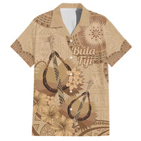 Brown Bula Fiji Family Matching Long Sleeve Bodycon Dress and Hawaiian Shirt Fijian Dance Fan Tapa Cloth Pattern