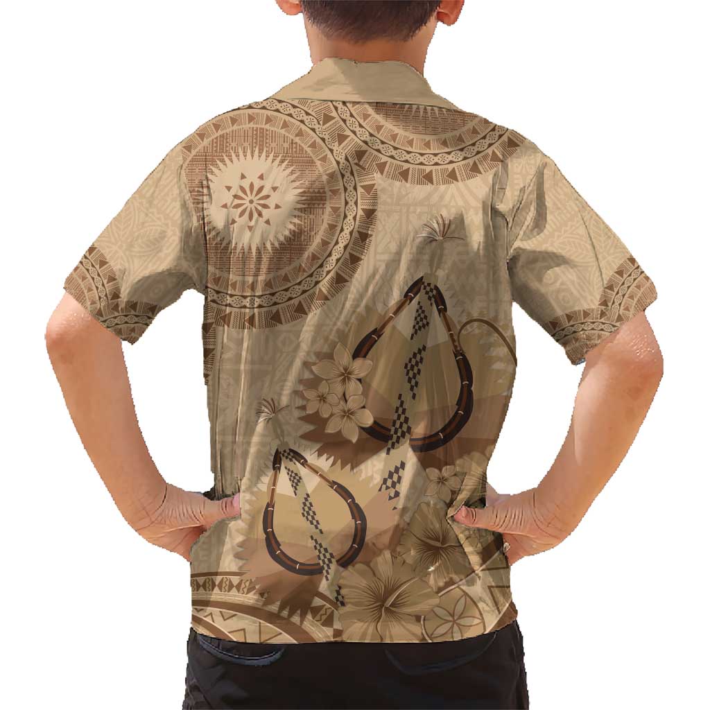 Brown Bula Fiji Hawaiian Shirt Fijian Dance Fan Tapa Cloth Pattern