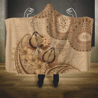 Brown Bula Fiji Hooded Blanket Fijian Dance Fan Tapa Cloth Pattern