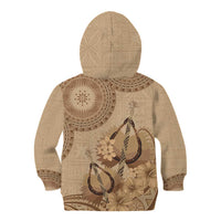 Brown Bula Fiji Kid Hoodie Fijian Dance Fan Tapa Cloth Pattern