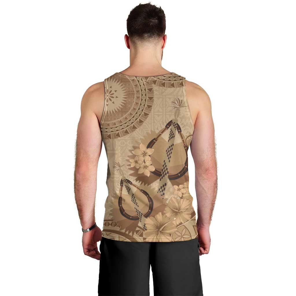 Brown Bula Fiji Men Tank Top Fijian Dance Fan Tapa Cloth Pattern