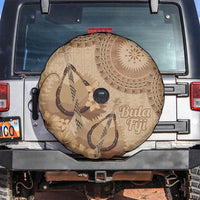Brown Bula Fiji Spare Tire Cover Fijian Dance Fan Tapa Cloth Pattern