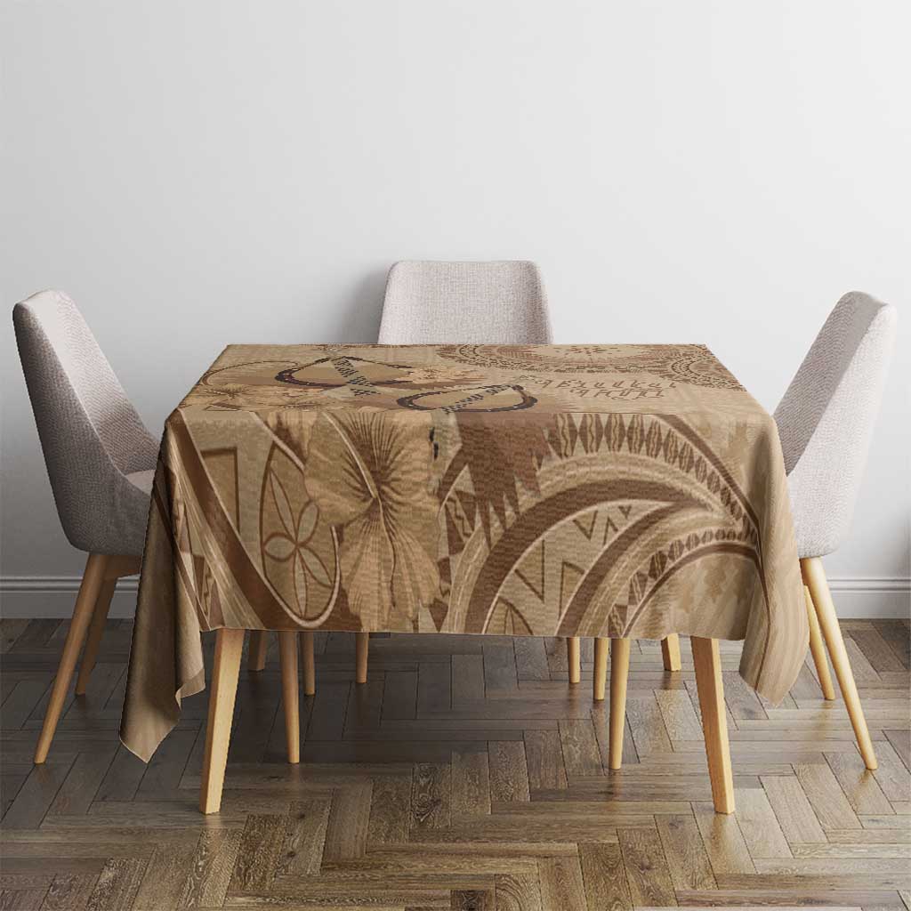 Brown Bula Fiji Tablecloth Fijian Dance Fan Tapa Cloth Pattern