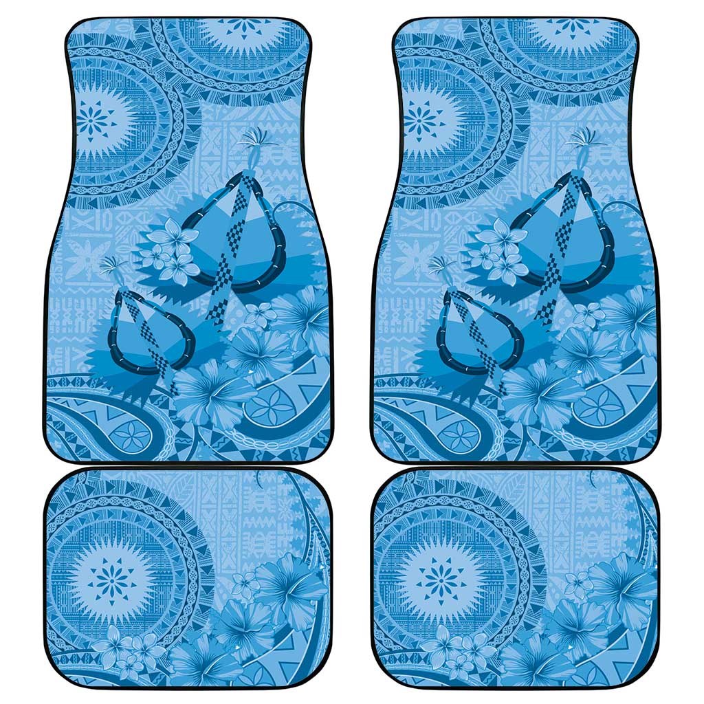 Blue Bula Fiji Car Mats Fijian Dance Fan Tapa Cloth Pattern