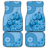 Blue Bula Fiji Car Mats Fijian Dance Fan Tapa Cloth Pattern