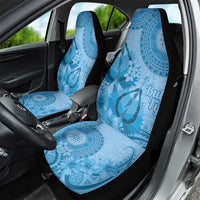 Blue Bula Fiji Car Seat Cover Fijian Dance Fan Tapa Cloth Pattern