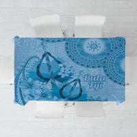 Blue Bula Fiji Tablecloth Fijian Dance Fan Tapa Cloth Pattern