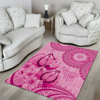 Pink Bula Fiji Area Rug Fijian Dance Fan Tapa Cloth Pattern