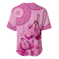 Pink Bula Fiji Baseball Jersey Fijian Dance Fan Tapa Cloth Pattern