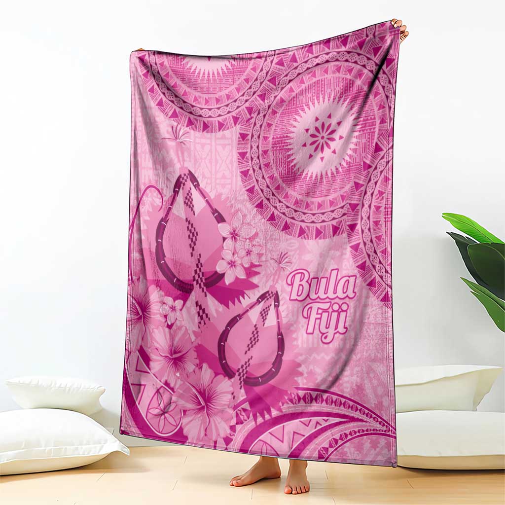 Pink Bula Fiji Blanket Fijian Dance Fan Tapa Cloth Pattern